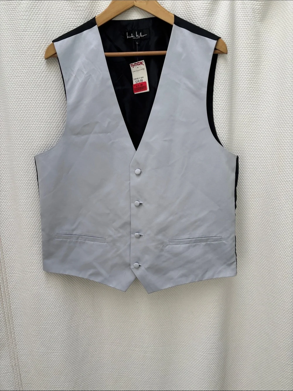 Nicole Miller Light Gray and Black Men's Dress Vest